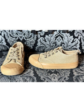 Kids Toddler Unisex Cat and Jack Sneakers Tan Brown Canvas Lace Zip Casual 10c